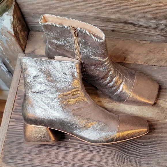 bruno menegatti Shoes - Bruno Menegatto Gold Ankle Booties with Metallic Finish